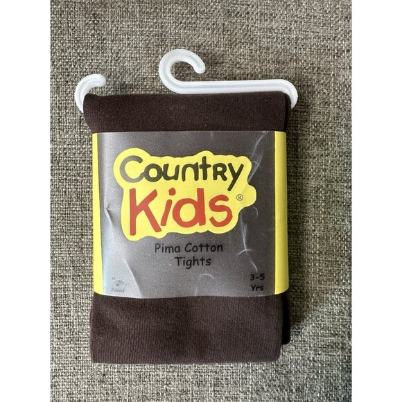 Country Kids Organic Pima Cotton Tights Toddler Size 3-5 Yrs Green Brown 2 Pk - Picture 2 of 5